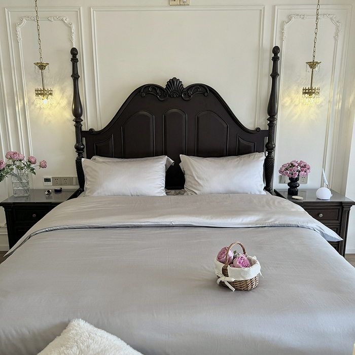 91家纺网 家纺一手货源 找家纺 秀色家纺 2025夏季新款A类60s天丝棉贡缎四件套-Cool Air系列（实拍风) Air天丝绵-幻影灰+薄雾灰