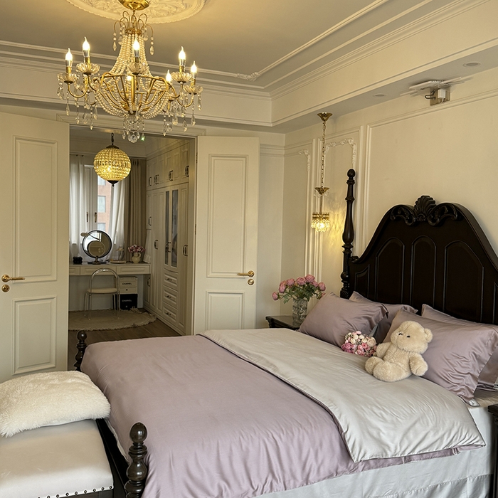 91家纺网 家纺一手货源 找家纺 秀色家纺 2025夏季新款A类60s天丝棉贡缎四件套-Cool Air系列（实拍风) Air天丝绵-迷雾紫+幻影灰