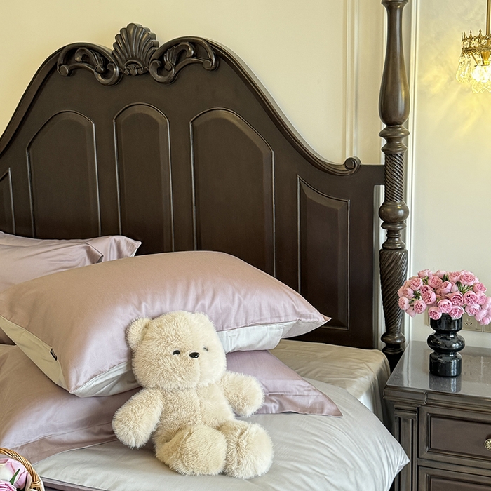 91家纺网 家纺一手货源 找家纺 秀色家纺 2025夏季新款A类60s天丝棉贡缎四件套-Cool Air系列（实拍风) Air天丝绵-迷雾紫+幻影灰