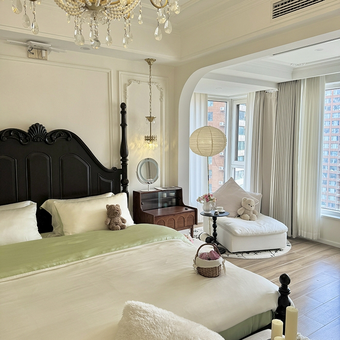 91家纺网 家纺一手货源 找家纺 秀色家纺 2025夏季新款A类60s天丝棉贡缎四件套-Cool Air系列（实拍风) Air天丝绵-奶白抹茶