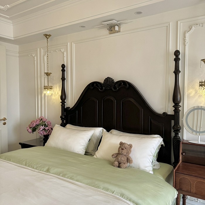 91家纺网 家纺一手货源 找家纺 秀色家纺 2025夏季新款A类60s天丝棉贡缎四件套-Cool Air系列（实拍风) Air天丝绵-奶白抹茶