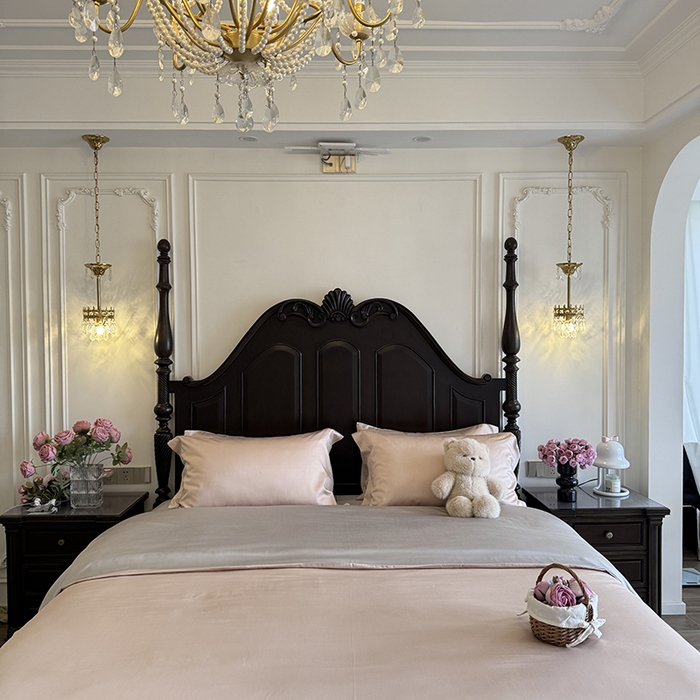 91家纺网 家纺一手货源 找家纺 秀色家纺 2025夏季新款A类60s天丝棉贡缎四件套-Cool Air系列（实拍风) Air天丝绵-桃灰粉+幻影灰