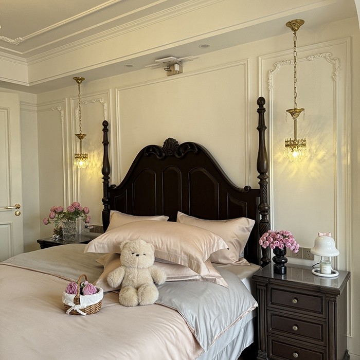 91家纺网 家纺一手货源 找家纺 秀色家纺 2025夏季新款A类60s天丝棉贡缎四件套-Cool Air系列（实拍风) Air天丝绵-桃灰粉+幻影灰