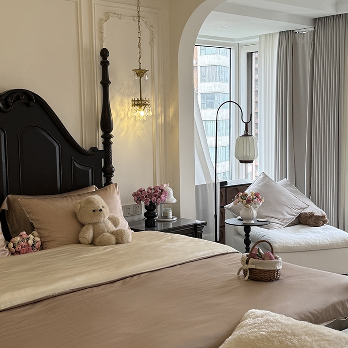 91家纺网 家纺一手货源 找家纺 秀色家纺 2025夏季新款A类60s天丝棉贡缎四件套-Cool Air系列（实拍风) Air天丝绵-温柔奶白