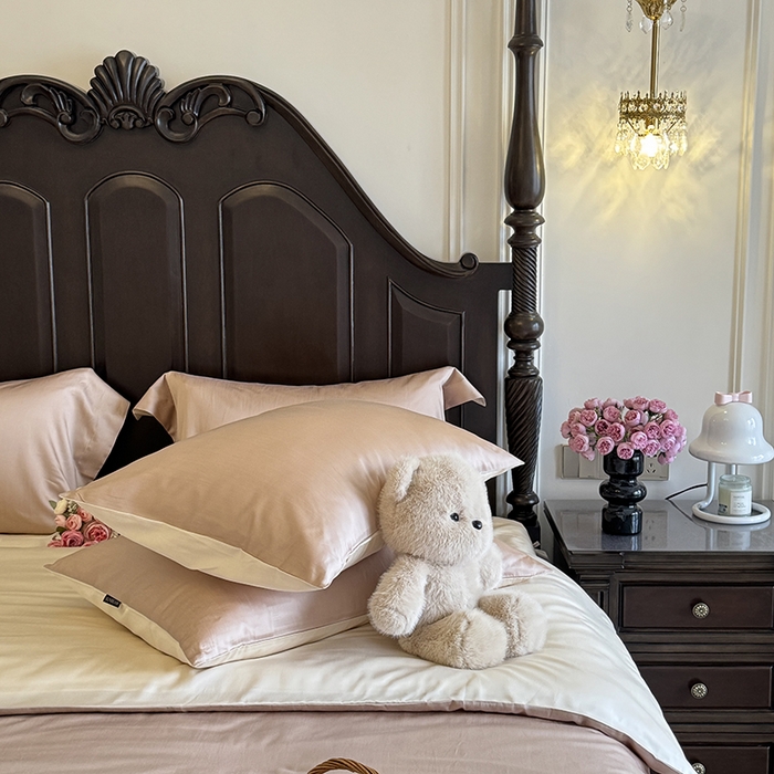 91家纺网 家纺一手货源 找家纺 秀色家纺 2025夏季新款A类60s天丝棉贡缎四件套-Cool Air系列（实拍风) Air天丝绵-温柔奶白