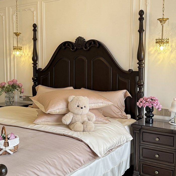 91家纺网 家纺一手货源 找家纺 秀色家纺 2025夏季新款A类60s天丝棉贡缎四件套-Cool Air系列（实拍风) Air天丝绵-温柔奶白