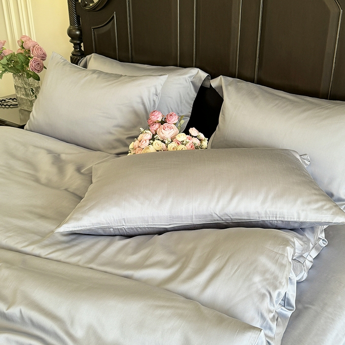 秀色家纺 2025夏季新款A类60s天丝棉贡缎四件套-Cool Air系列（实拍风) Air天丝绵-星雾蓝