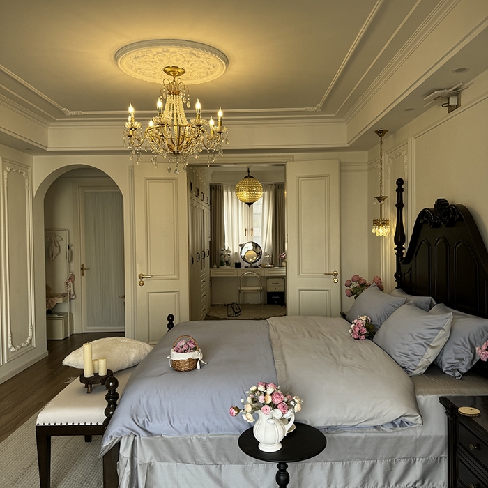 91家纺网 家纺一手货源 找家纺 秀色家纺 2025夏季新款A类60s天丝棉贡缎四件套-Cool Air系列（实拍风) Air天丝绵-星雾蓝+薄雾灰