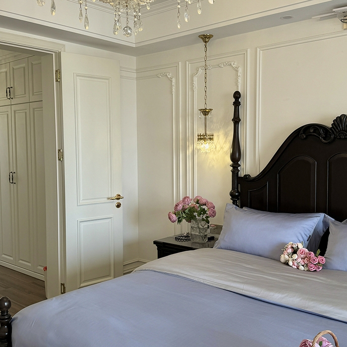 91家纺网 家纺一手货源 找家纺 秀色家纺 2025夏季新款A类60s天丝棉贡缎四件套-Cool Air系列（实拍风) Air天丝绵-星雾蓝+薄雾灰