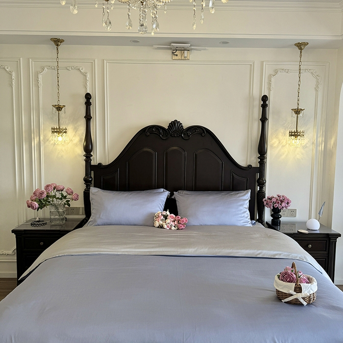 91家纺网 家纺一手货源 找家纺 秀色家纺 2025夏季新款A类60s天丝棉贡缎四件套-Cool Air系列（实拍风) Air天丝绵-星雾蓝+薄雾灰