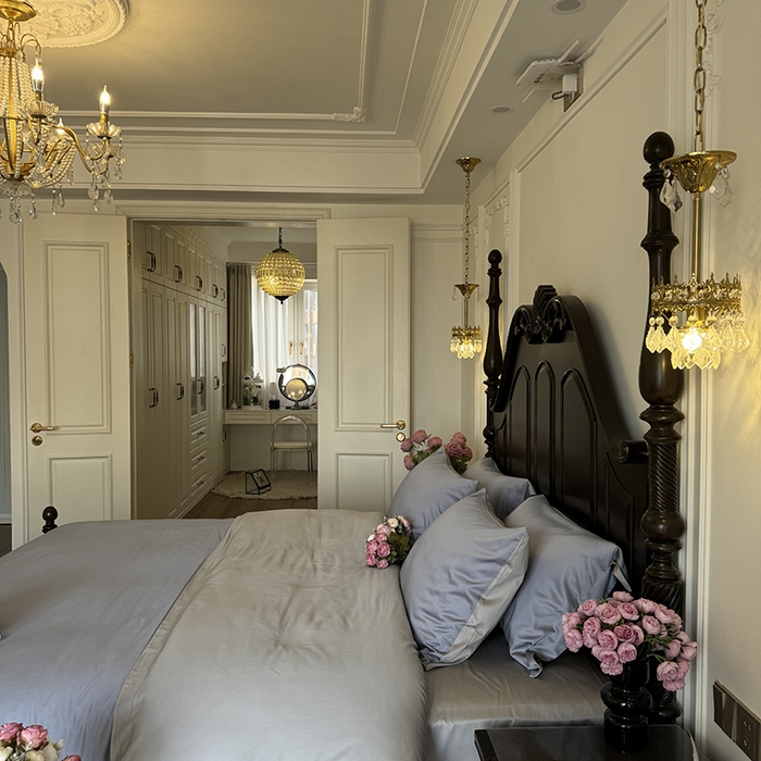 91家纺网 家纺一手货源 找家纺 秀色家纺 2025夏季新款A类60s天丝棉贡缎四件套-Cool Air系列（实拍风) Air天丝绵-星雾蓝+薄雾灰