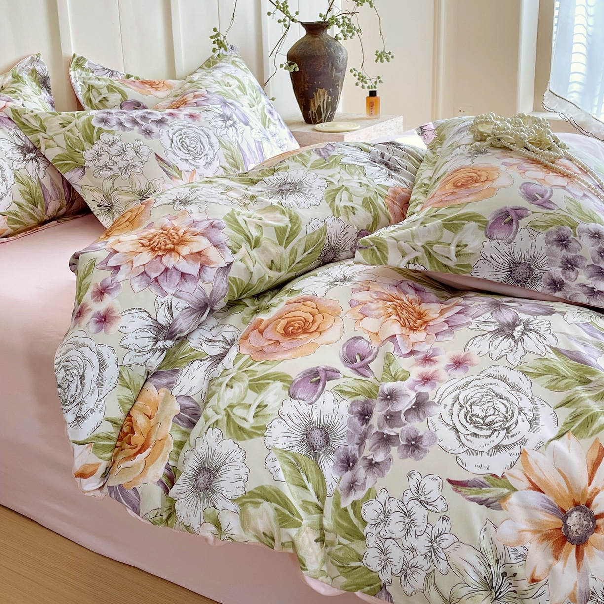 91家纺网 家纺一手货源 找家纺 大麦乐田 2025新款小法式轻奢风四件套 韵色江南