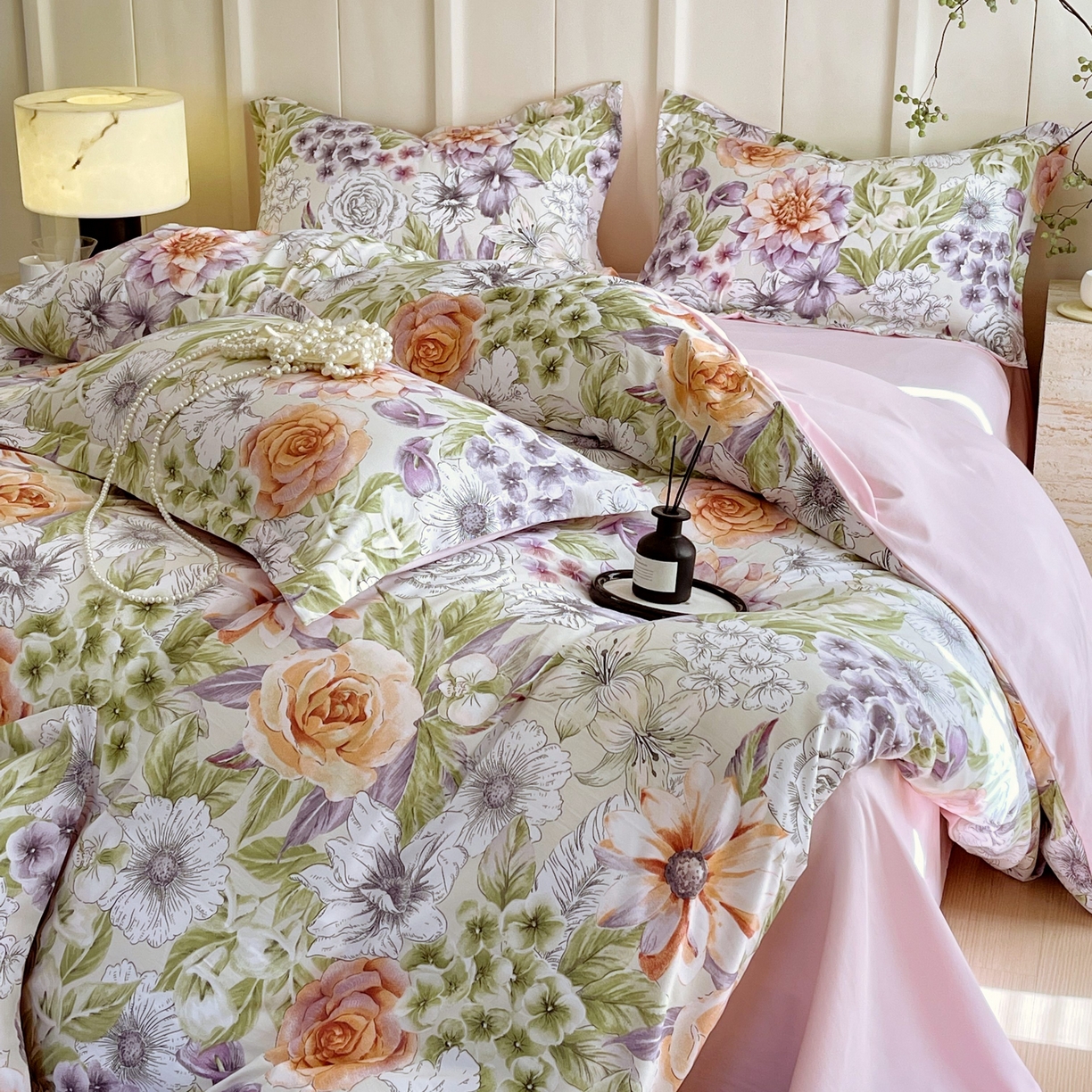 91家纺网 家纺一手货源 找家纺 大麦乐田 2025新款小法式轻奢风四件套 韵色江南