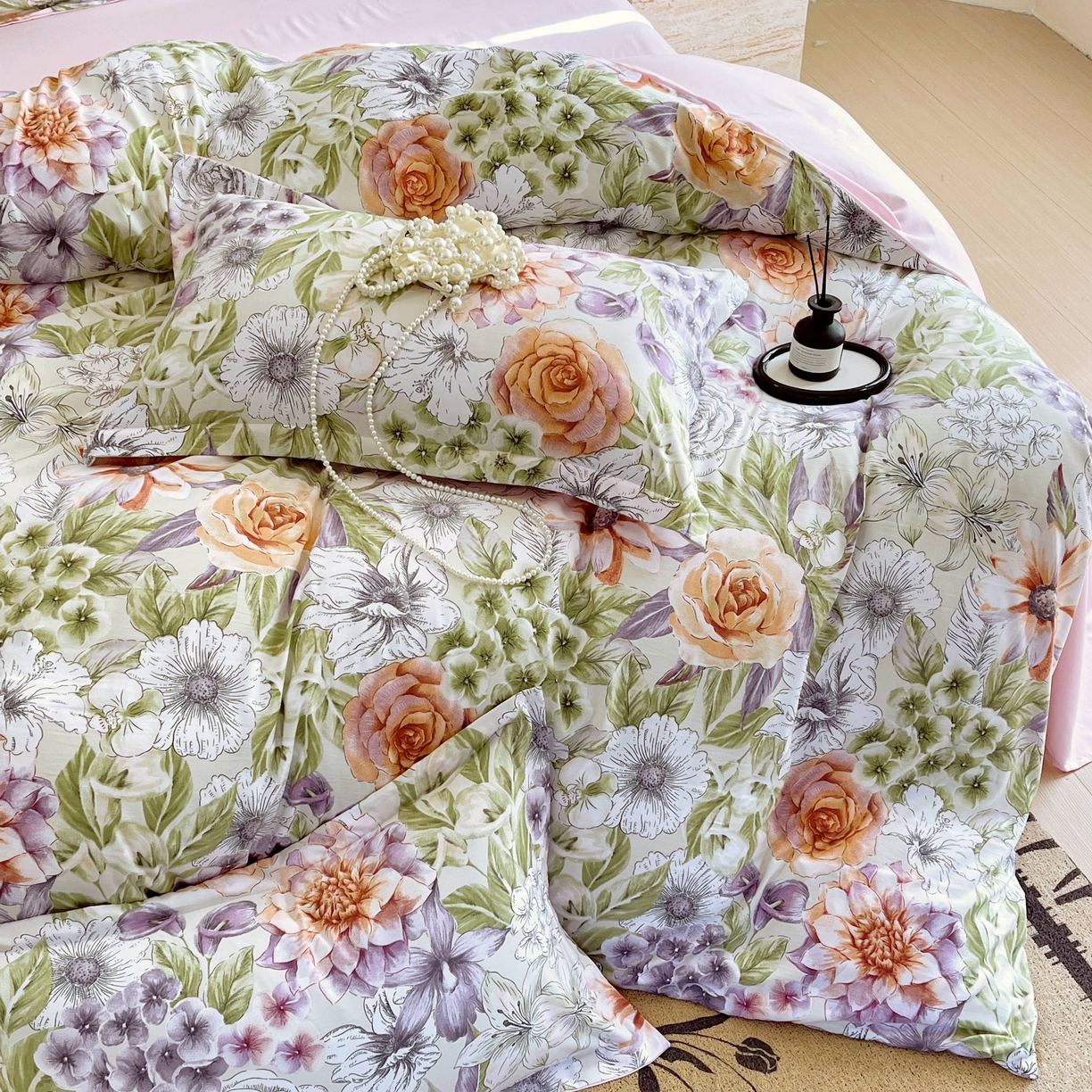 91家纺网 家纺一手货源 找家纺 大麦乐田 2025新款小法式轻奢风四件套 韵色江南