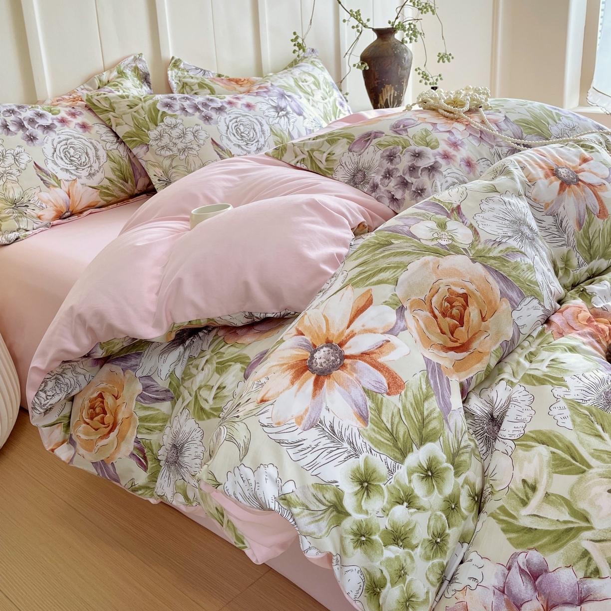 91家纺网 家纺一手货源 找家纺 大麦乐田 2025新款小法式轻奢风四件套 韵色江南