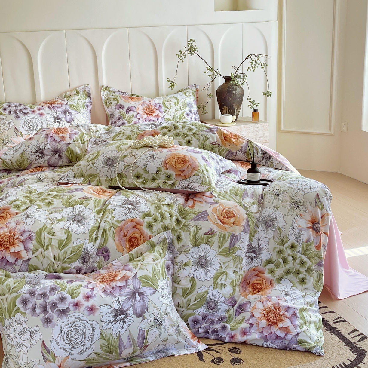 91家纺网 家纺一手货源 找家纺 大麦乐田 2025新款小法式轻奢风四件套 韵色江南