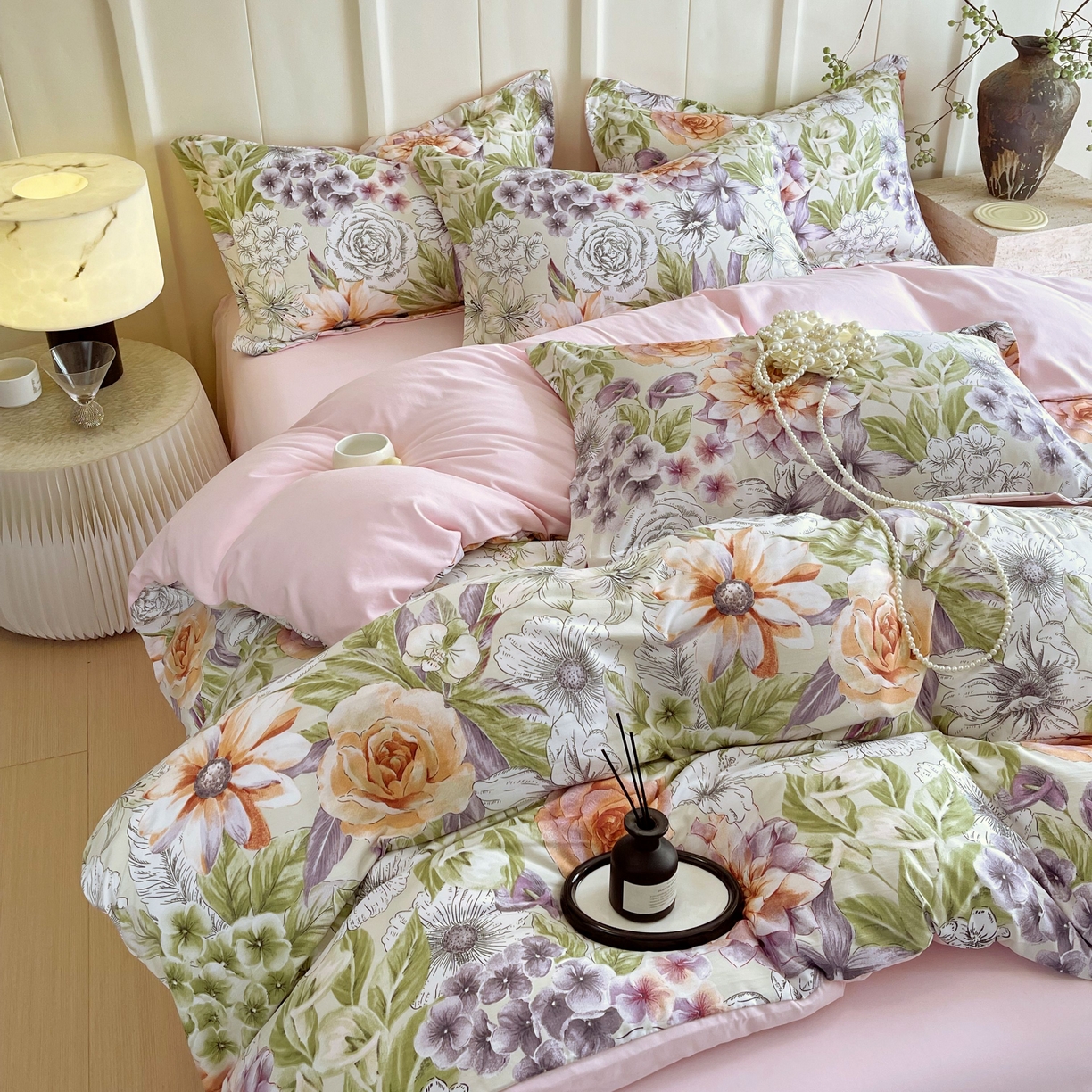 91家纺网 家纺一手货源 找家纺 大麦乐田 2025新款小法式轻奢风四件套 韵色江南