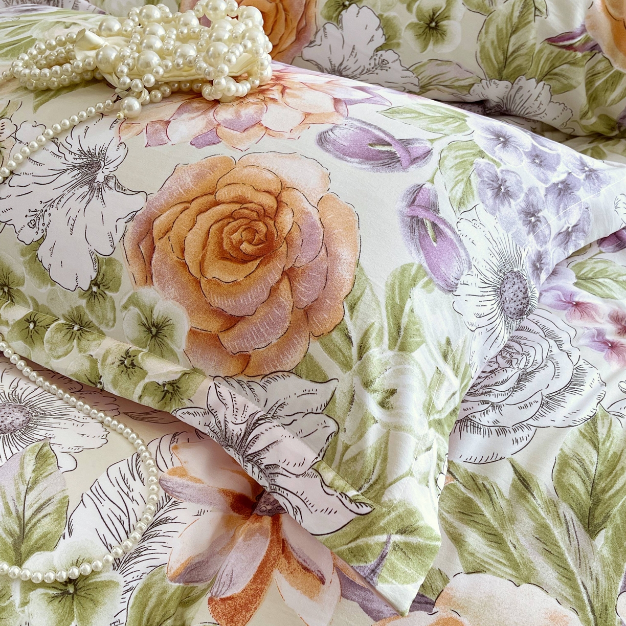 91家纺网 家纺一手货源 找家纺 大麦乐田 2025新款小法式轻奢风四件套 韵色江南