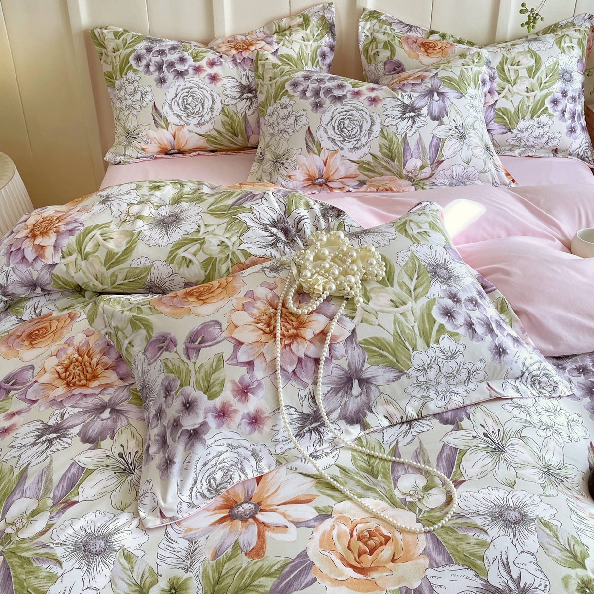 91家纺网 家纺一手货源 找家纺 大麦乐田 2025新款小法式轻奢风四件套 韵色江南