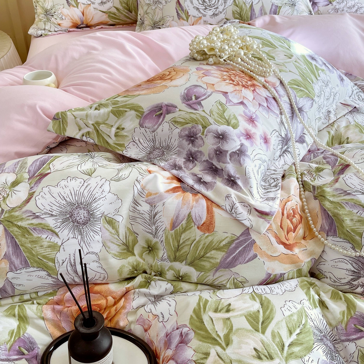 91家纺网 家纺一手货源 找家纺 大麦乐田 2025新款小法式轻奢风四件套 韵色江南