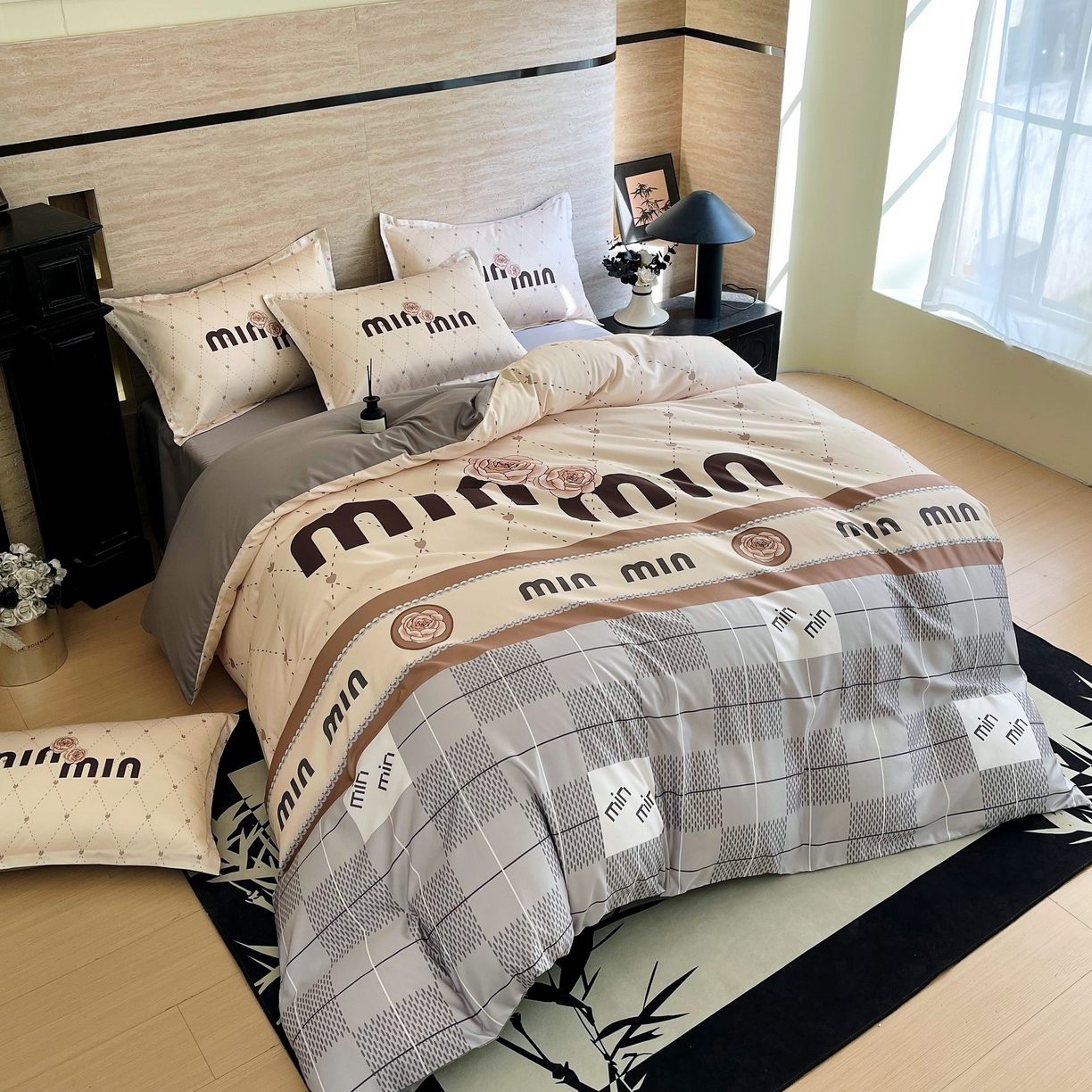 91家纺网 家纺一手货源 找家纺 大麦乐田 2025新款轻奢高端数码印花四件套系列 米罗 浅棕