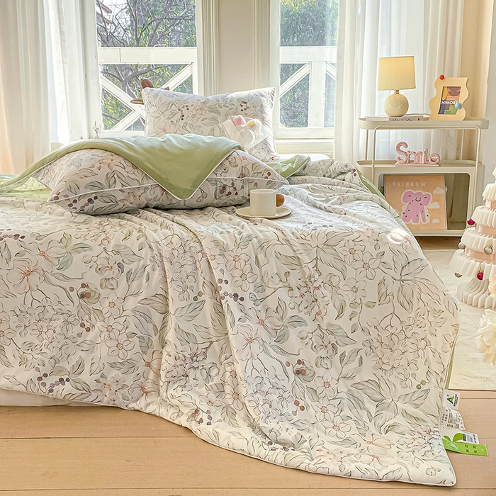 欧雅搁家纺 2025年新款冷暖双感被大豆纤维填充针织棉夏被空调被夏凉被 树影微阳