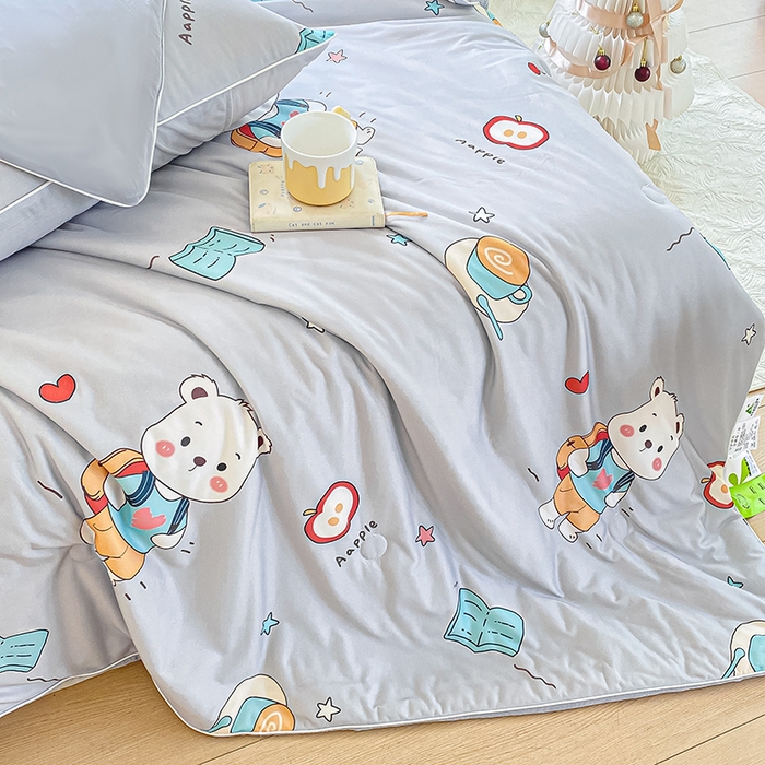 91家纺网 家纺一手货源 找家纺 欧雅搁家纺 2025年新款冷暖双感被大豆纤维填充针织棉夏被空调被夏凉被 早安小熊