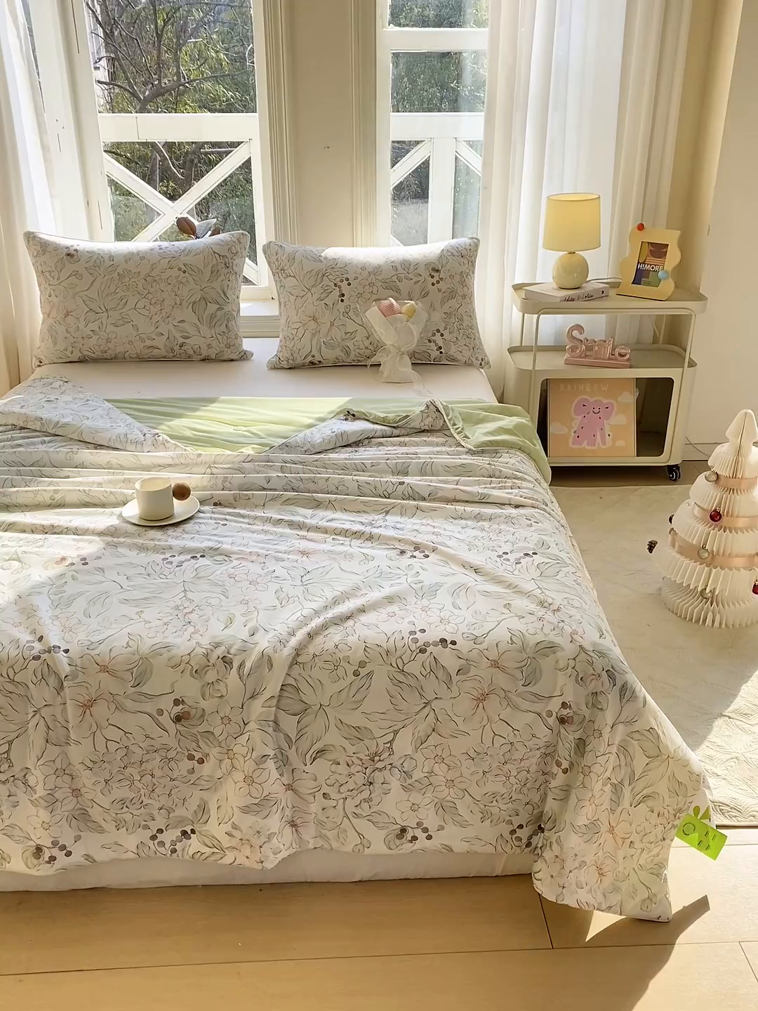 91家纺网 家纺一手货源 找家纺 欧雅搁家纺 2025年新款冷暖双感被大豆纤维填充针织棉夏被空调被夏凉被 树影微阳