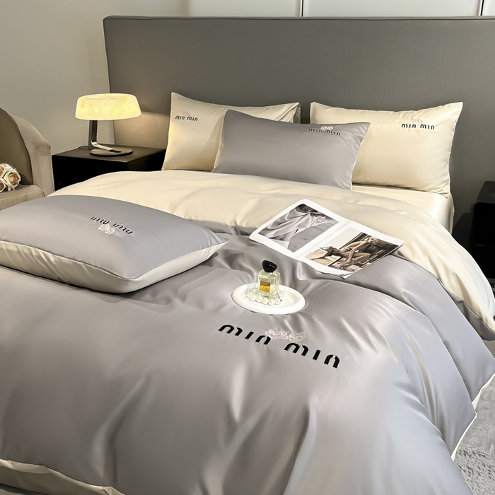 91家纺网 家纺一手货源 找家纺 大麦乐田 2025春夏新款珍珠棉达芙刺绣四件套 达芙  绅士灰+奶茶