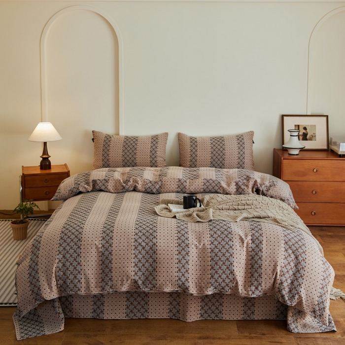 91家纺网 家纺一手货源 找家纺 （总）云雀 2025新款A类全棉色织双层纱四件套