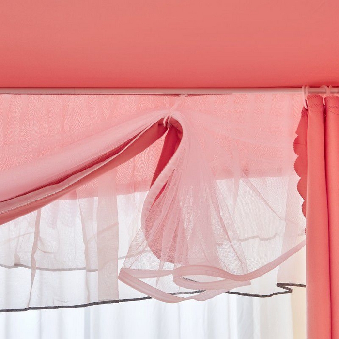 91家纺网 家纺一手货源 找家纺 锦逸家居 2025新款遮光防摔床帘式坐床蚊帐-仲夏之夜 粉色