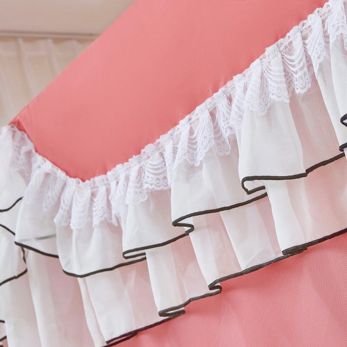 91家纺网 家纺一手货源 找家纺 锦逸家居 2025新款遮光防摔床帘式坐床蚊帐-仲夏之夜 粉色