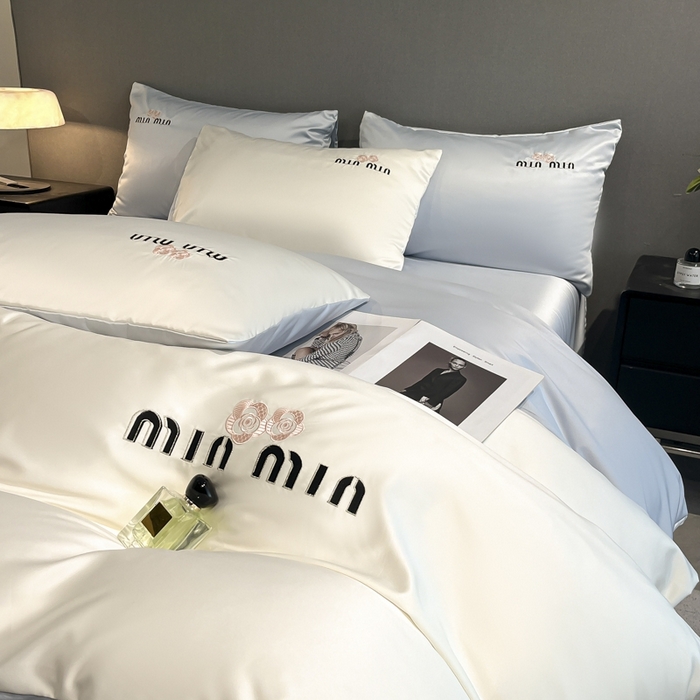 大麦乐田 2025春夏新款珍珠棉达芙刺绣四件套 达芙  奶昔白+茉莉兰