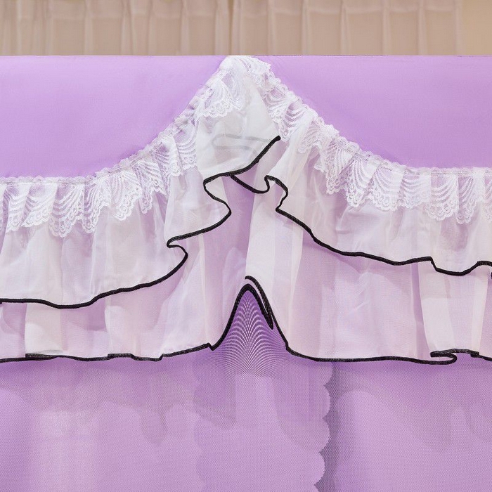 91家纺网 家纺一手货源 找家纺 锦逸家居 2025新款遮光防摔床帘式坐床蚊帐-仲夏之夜 浅紫色