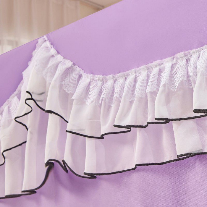 91家纺网 家纺一手货源 找家纺 锦逸家居 2025新款遮光防摔床帘式坐床蚊帐-仲夏之夜 浅紫色