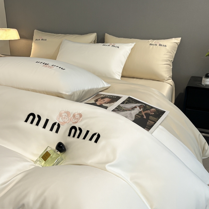 大麦乐田 2025春夏新款珍珠棉达芙刺绣四件套 达芙  奶昔白+奶茶