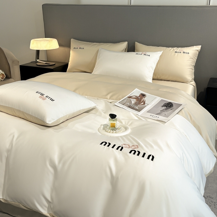 91家纺网 家纺一手货源 找家纺 大麦乐田 2025春夏新款珍珠棉达芙刺绣四件套 达芙  奶昔白+奶茶