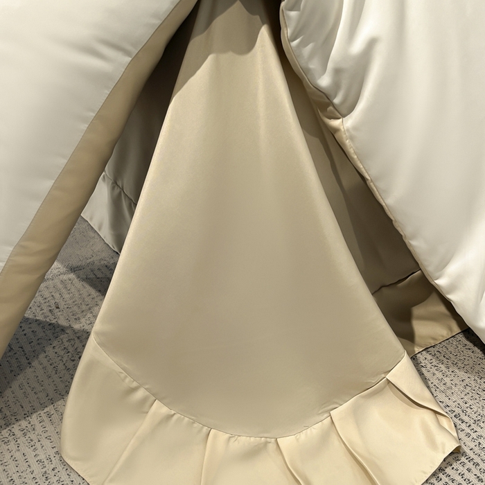 91家纺网 家纺一手货源 找家纺 大麦乐田 2025春夏新款珍珠棉达芙刺绣四件套 达芙  奶昔白+奶茶