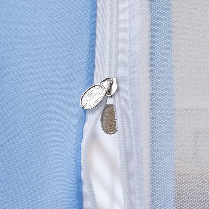 91家纺网 家纺一手货源 找家纺 锦逸家居 2025新款遮光防摔床帘式坐床蚊帐-仲夏之夜 天蓝色