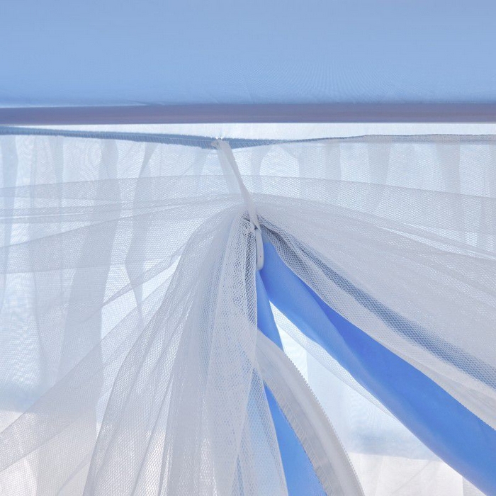 91家纺网 家纺一手货源 找家纺 锦逸家居 2025新款遮光防摔床帘式坐床蚊帐-仲夏之夜 天蓝色