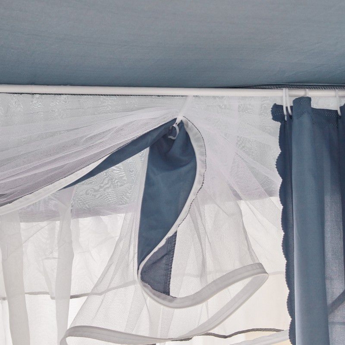91家纺网 家纺一手货源 找家纺 锦逸家居 2025新款遮光防摔床帘式坐床蚊帐-仲夏之夜 雾霾蓝
