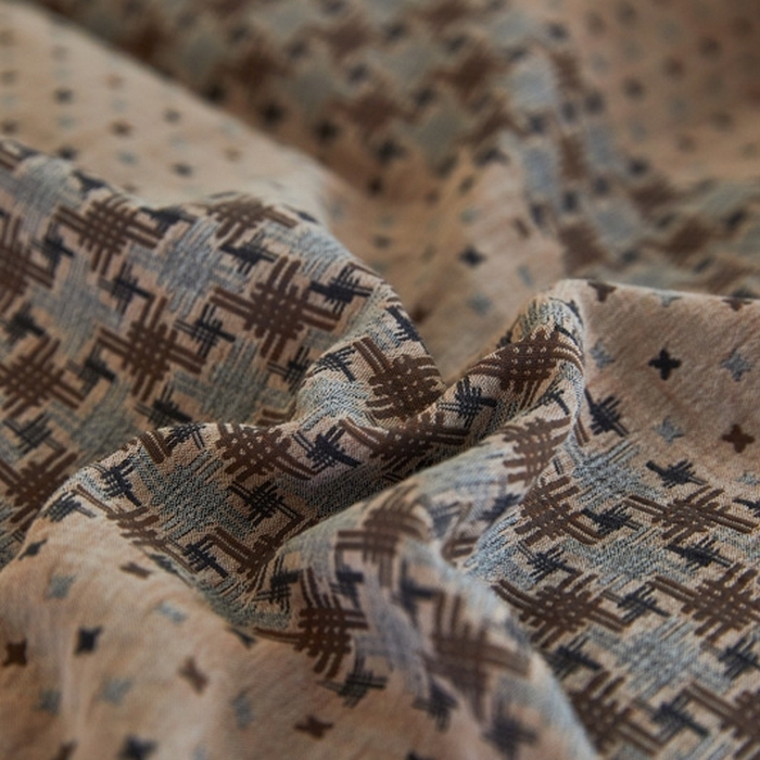 91家纺网 家纺一手货源 找家纺 云雀 2025新款A类全棉色织双层纱四件套 格林-豆纱