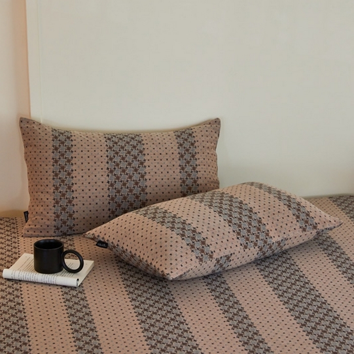 91家纺网 家纺一手货源 找家纺 云雀 2025新款A类全棉色织双层纱四件套 格林-豆纱