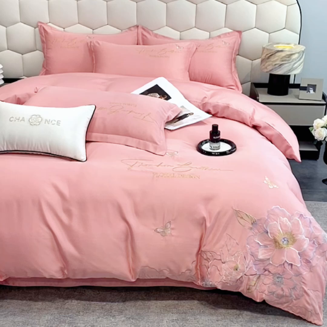 91家纺网 家纺一手货源 找家纺 （总）大麦乐田 2025新款刺绣吊边四件套--倾城