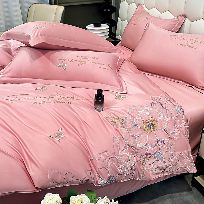 91家纺网 家纺一手货源 找家纺 （总）大麦乐田 2025新款刺绣吊边四件套--倾城