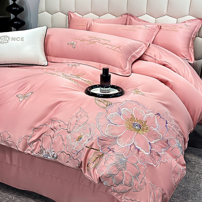 91家纺网 家纺一手货源 找家纺 （总）大麦乐田 2025新款刺绣吊边四件套--倾城