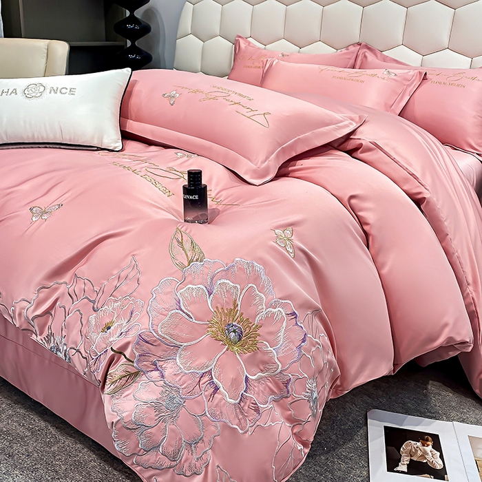 91家纺网 家纺一手货源 找家纺 （总）大麦乐田 2025新款刺绣吊边四件套--倾城