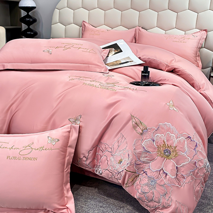 91家纺网 家纺一手货源 找家纺 （总）大麦乐田 2025新款刺绣吊边四件套--倾城