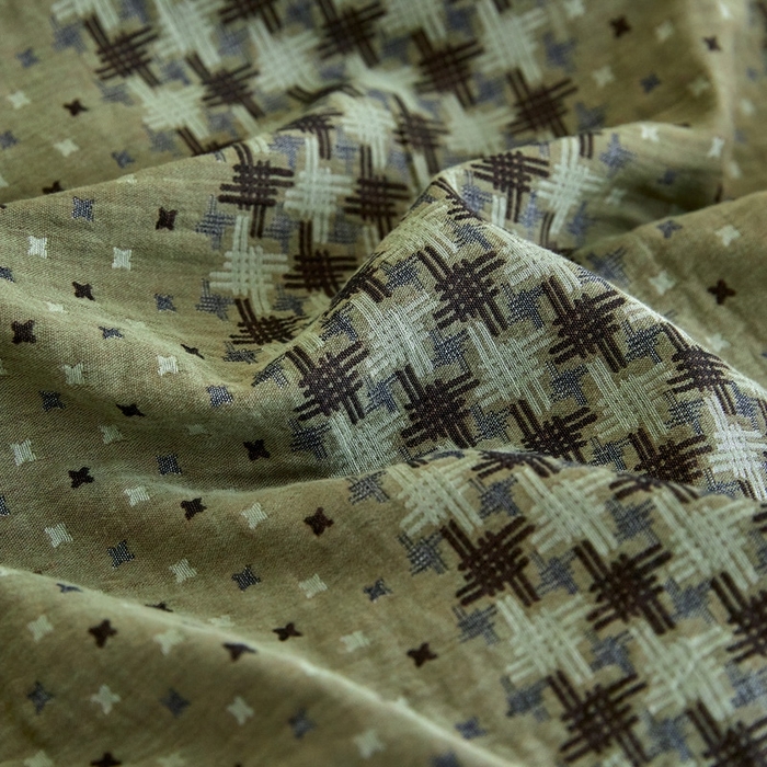 91家纺网 家纺一手货源 找家纺 云雀 2025新款A类全棉色织双层纱四件套 格林-绿