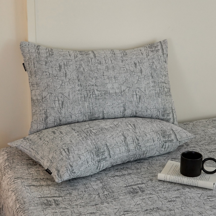 91家纺网 家纺一手货源 找家纺 云雀 2025新款A类全棉色织双层纱四件套 格林-浅灰